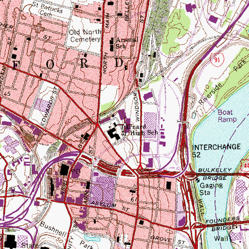 Topographic Map of Sacred Heart Church, CT