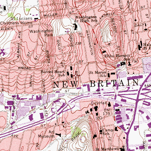 Topographic Map of Sacred Heart Convent, CT