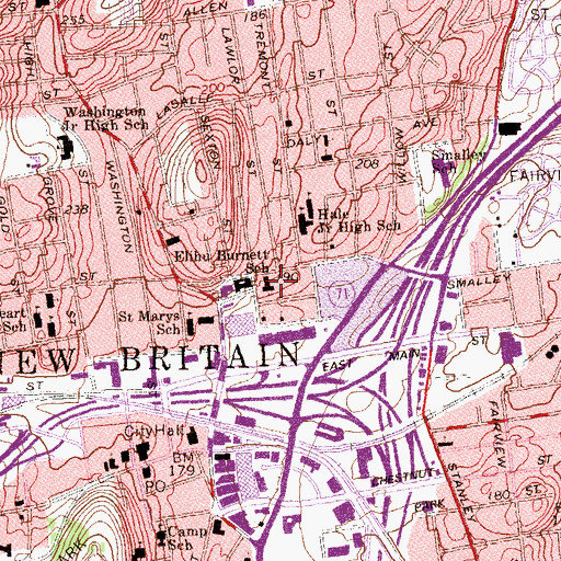 Topographic Map of Saint Anns Church, CT