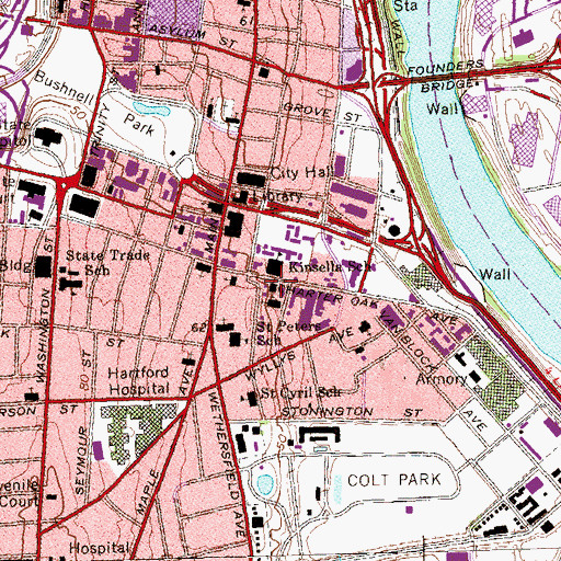 Topographic Map of Saint Cyril and Saint Methodius Church, CT