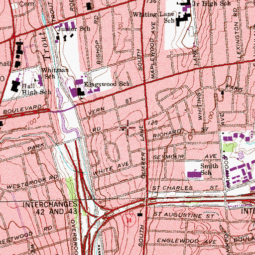 Topographic Map of Saint Francis Saint Clare Church, CT
