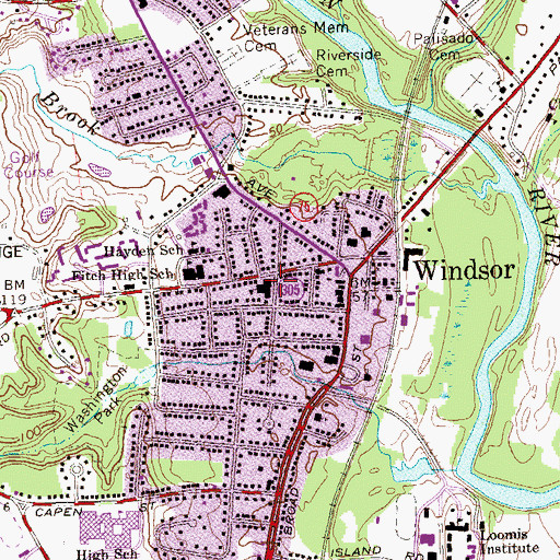 Topographic Map of Saint Gabriel School, CT