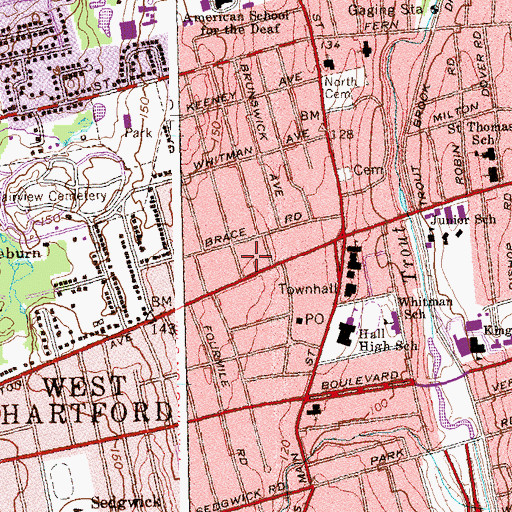 Topographic Map of Saint James Episcopal Church, CT