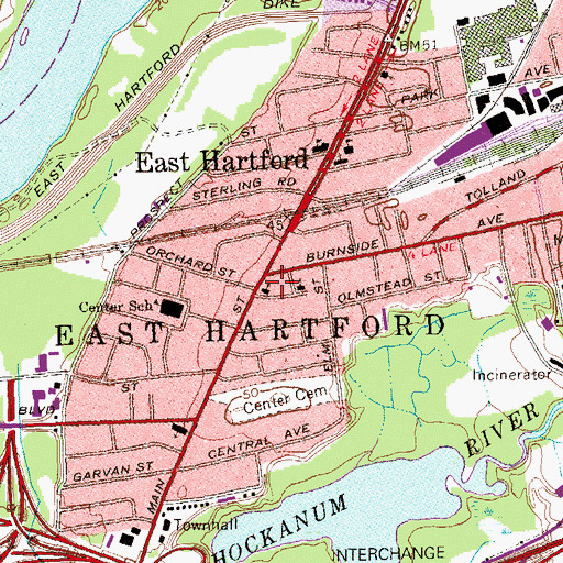 Topographic Map of Saint Johns Episcopal Church, CT