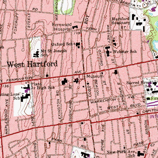 Topographic Map of Saint Johns Episcopal Church, CT