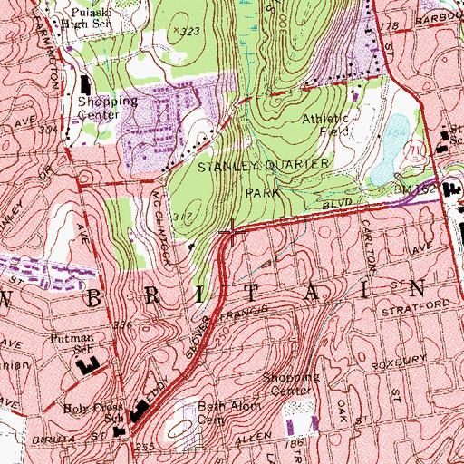 Topographic Map of Saint Josaphats Catholic Church, CT