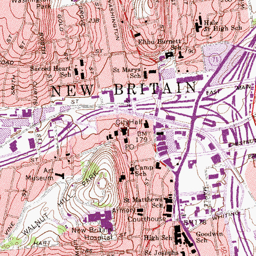 Topographic Map of Saint Marks Episcopal Church, CT