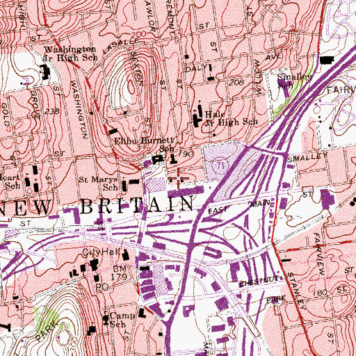 Topographic Map of Saint Marys Ukranian Church, CT