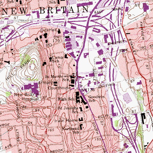 Topographic Map of Saint Matthews Lutheran Church, CT