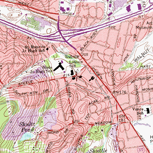 Topographic Map of Saint Maurice Roman Catholic Church, CT