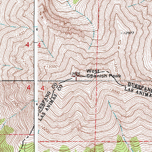 Topographic Map of West Spanish Peak, CO