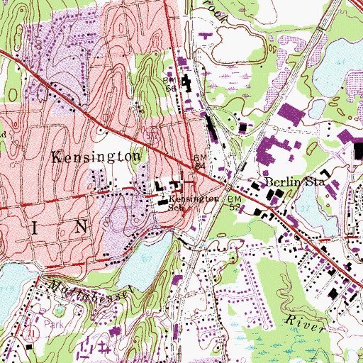 Topographic Map of Saint Pauls Church, CT