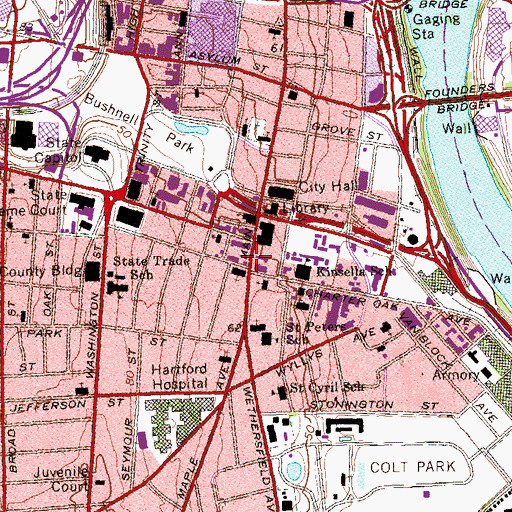 Topographic Map of Saint Peters Church, CT