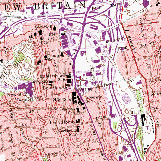 Topographic Map of Saint Peters Church, CT