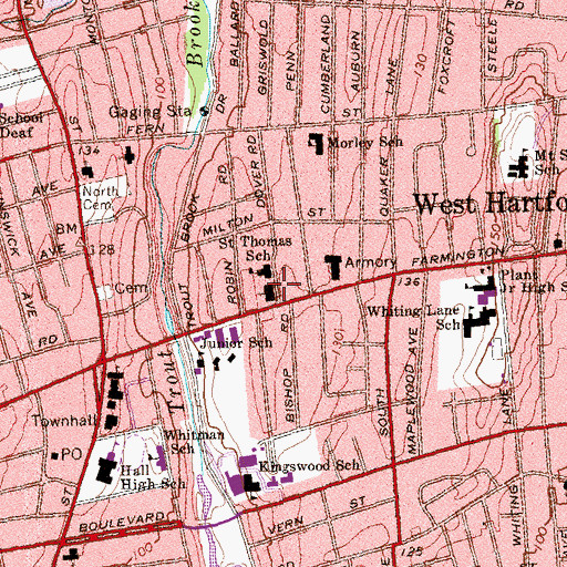 Topographic Map of Saint Thomas the Apostle Church, CT