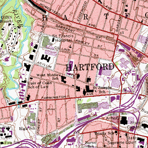 Topographic Map of Salvation Army, CT