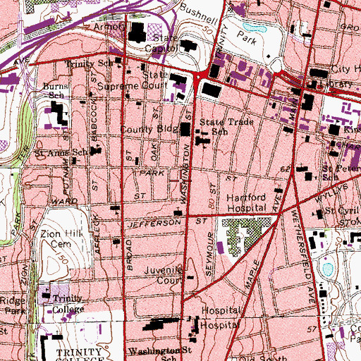 Topographic Map of Sanctuary Temple Deliverance Church, CT