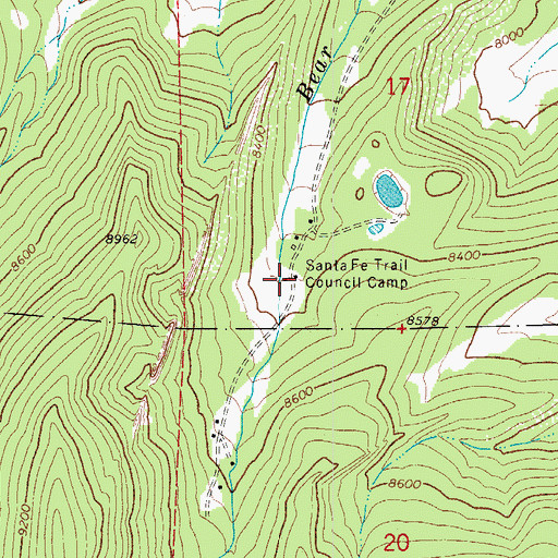 Topographic Map of Santa Fe Trail Council Camp, CO