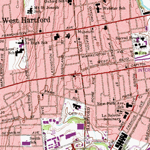 Topographic Map of Sisters of Mercy Church, CT