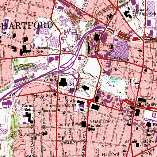 Topographic Map of Soldiers and Sailors Memorial Arch, CT