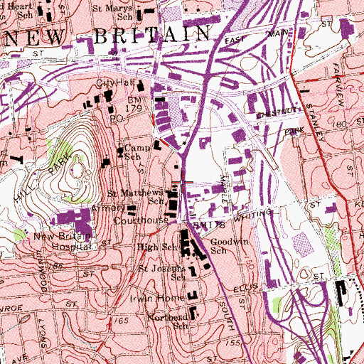 Topographic Map of South Congregational Church, CT