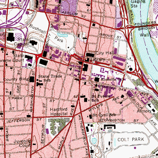 Topographic Map of South Congregational Church, CT