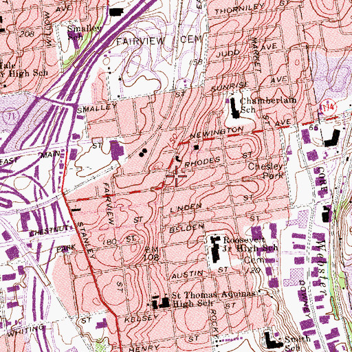 Topographic Map of Stanley Memorial Church, CT
