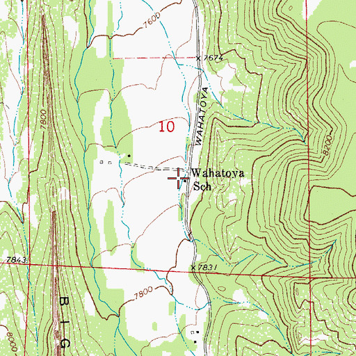 Topographic Map of Wahatoya School, CO