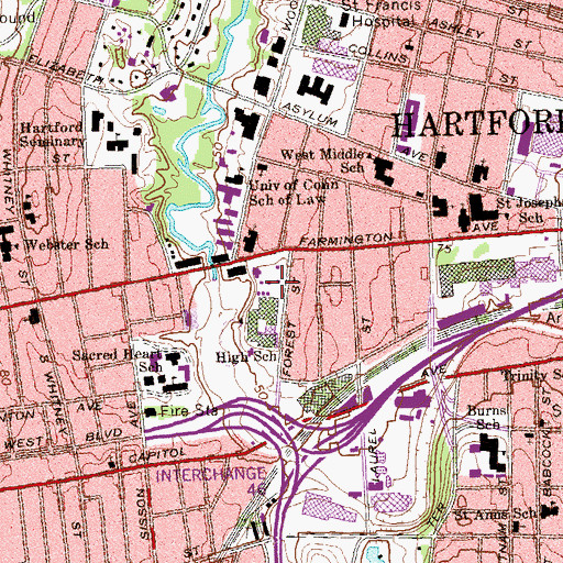 Topographic Map of Stowe-Day Library, CT