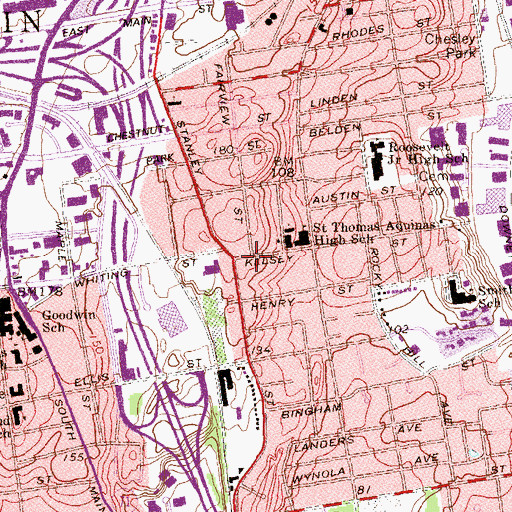 Topographic Map of Tabernacle Baptist Church, CT