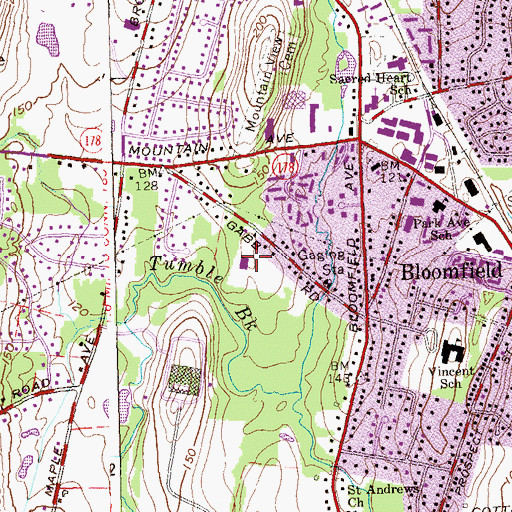 Topographic Map of The Bess and Paul Sigel Hebrew Academy of Greater Hartford, CT