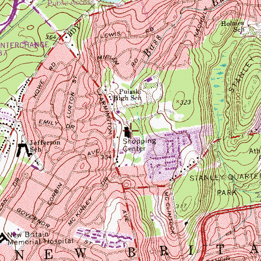 Topographic Map of The Epicure Shopping Center, CT