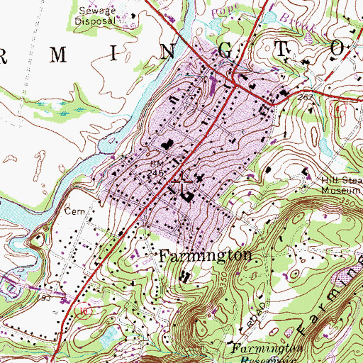 Topographic Map of The Farmington Library, CT