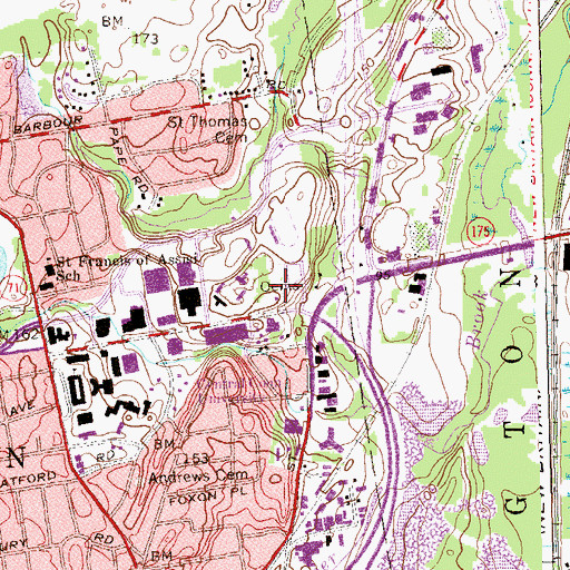 Topographic Map of Polish National Catholic Cemetery, CT