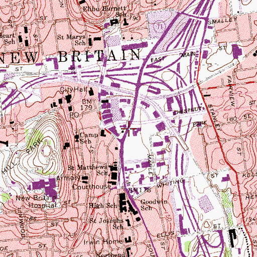 Topographic Map of Trinity United Methodist Church, CT