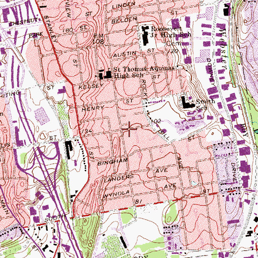 Topographic Map of True Vine Missionary Baptist Church, CT