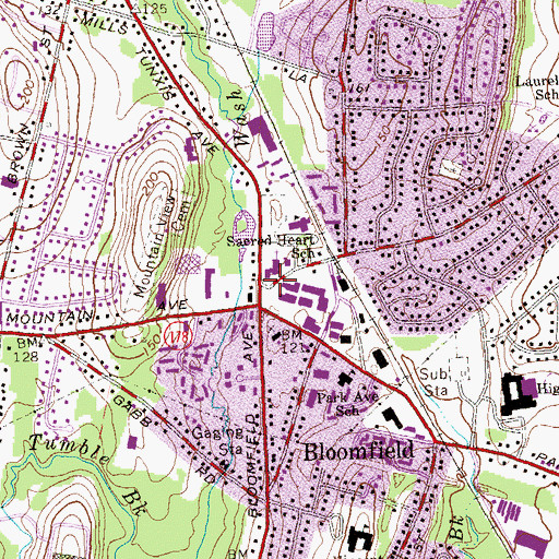 Topographic Map of Tunxis Plaza Shopping Center, CT