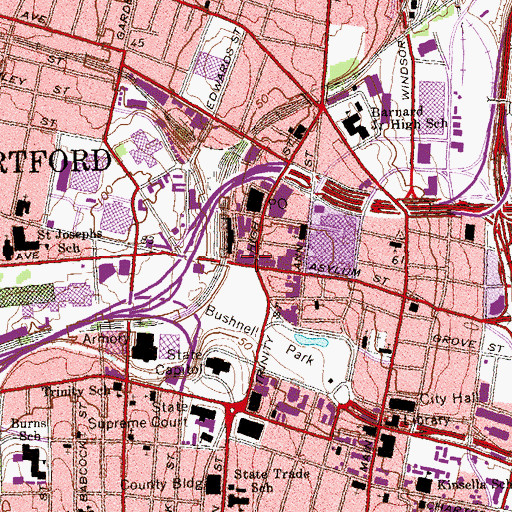 Topographic Map of Union Place Shopping Center, CT