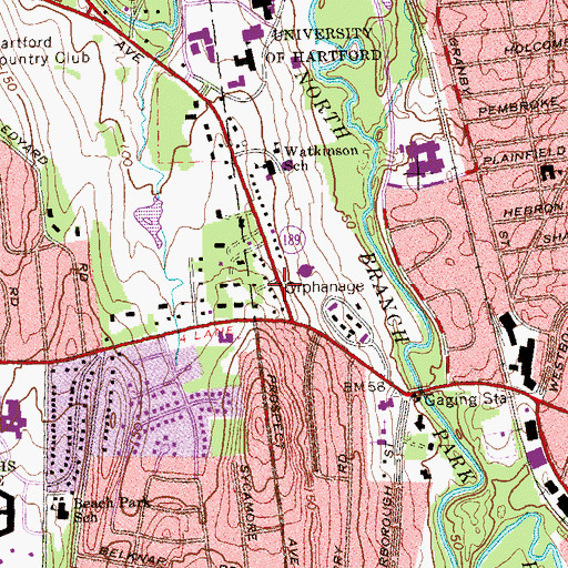 Topographic Map of Unitarian Church, CT
