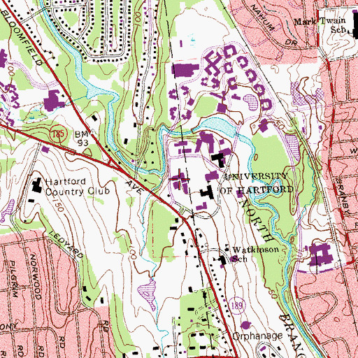 Topographic Map of United Technologies Hall, CT