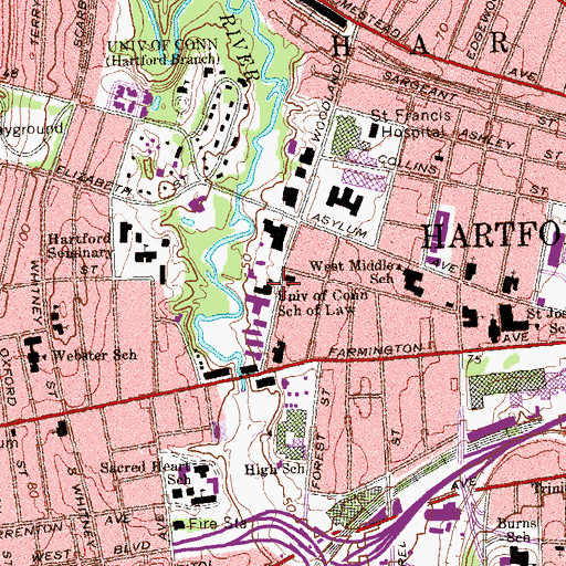 Topographic Map of University of Connecticut School of Law Library, CT
