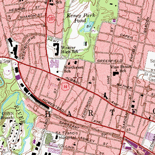 Topographic Map of Upper Albany Historic District, CT