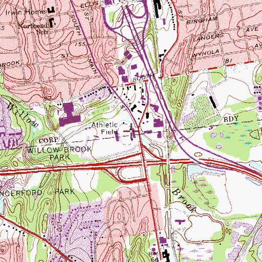 Topographic Map of Veterans Memorial Stadium, CT