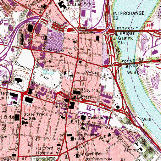 Topographic Map of Wadsworth Atheneum, CT