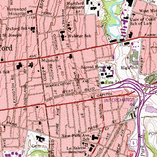 Topographic Map of West End South Historic District, CT