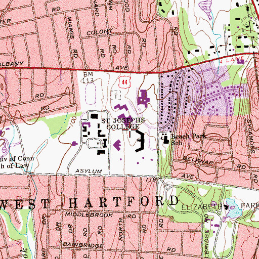 Topographic Map of West Hill, CT
