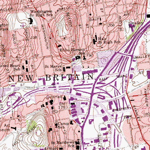 Topographic Map of West Ridge Shopping Center, CT
