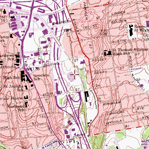Topographic Map of Whiting Industrial Park, CT