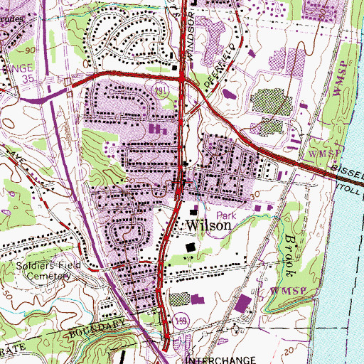 Topographic Map of Wilson Congregational Church, CT