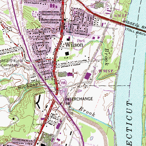 Topographic Map of Windsor Place Shopping Center, CT